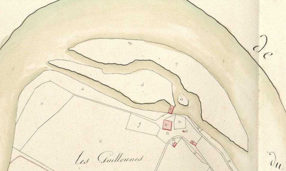 plan moulin de la guilloune à Pasturat, cadastre napoléonien de 1812